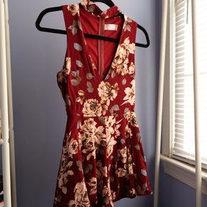LF Floral Burgundy Choker Romper (XS)